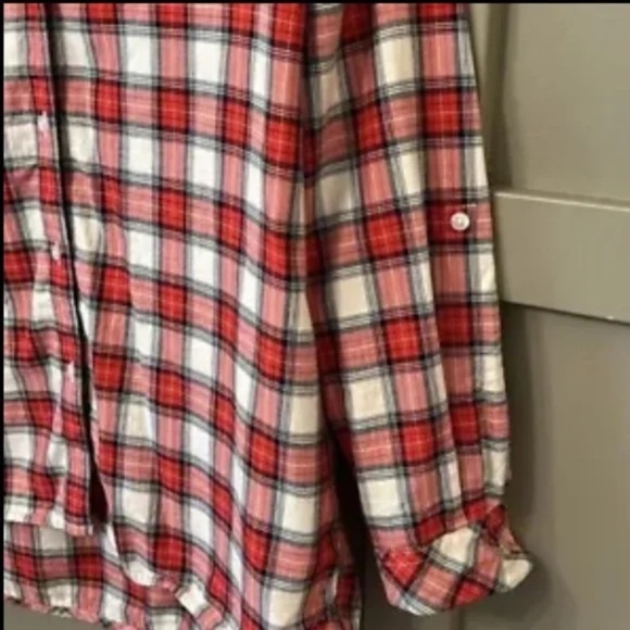 Barbour Hauxley Shirt Button Down Roll Tab Sleeves Cloud & Flame Plaid Size 6 - Picture 5 of 9